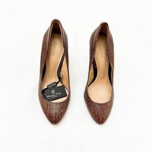 Massimo Dutti Womens Brown Animal Print Leather Court Heel US5 UK35 NWT